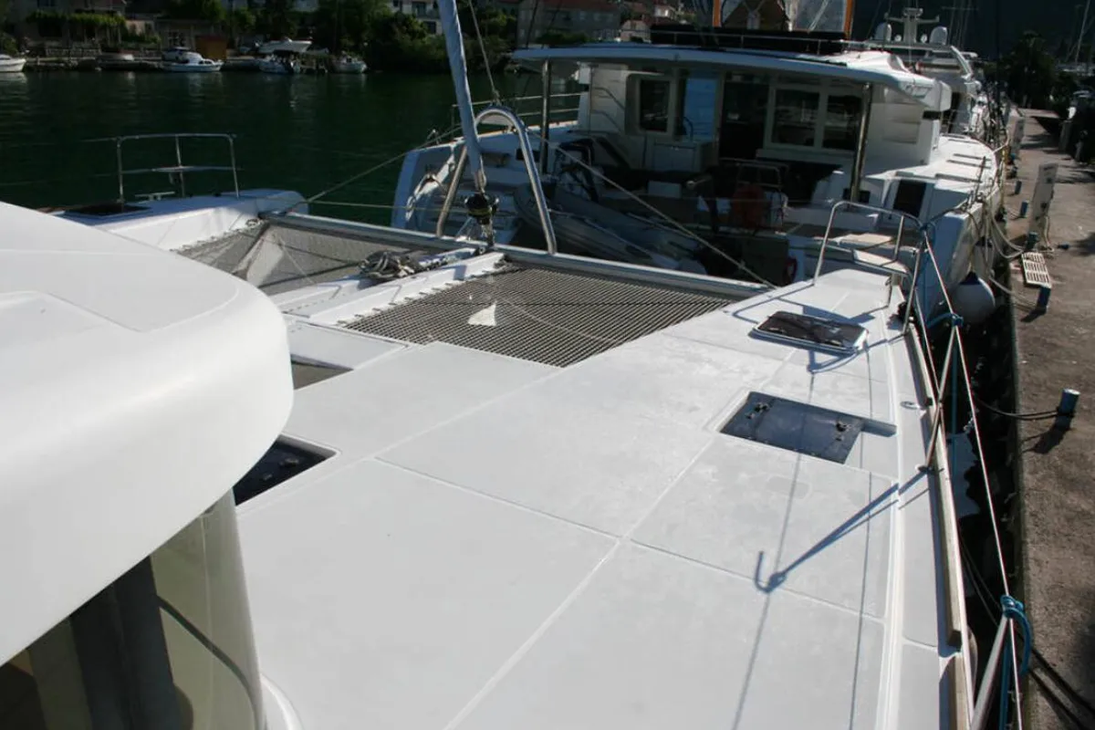 Deck of Matarma, a Lagoon 52F catamaran at Lavreotiki Municipal Unit, Greece