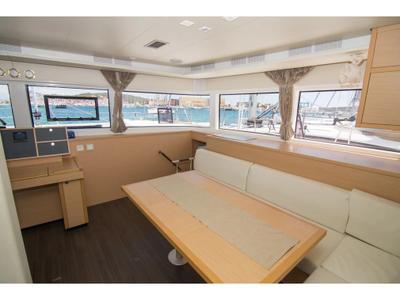 Salon of Matarma, a Lagoon 52F catamaran at Lavreotiki Municipal Unit, Greece