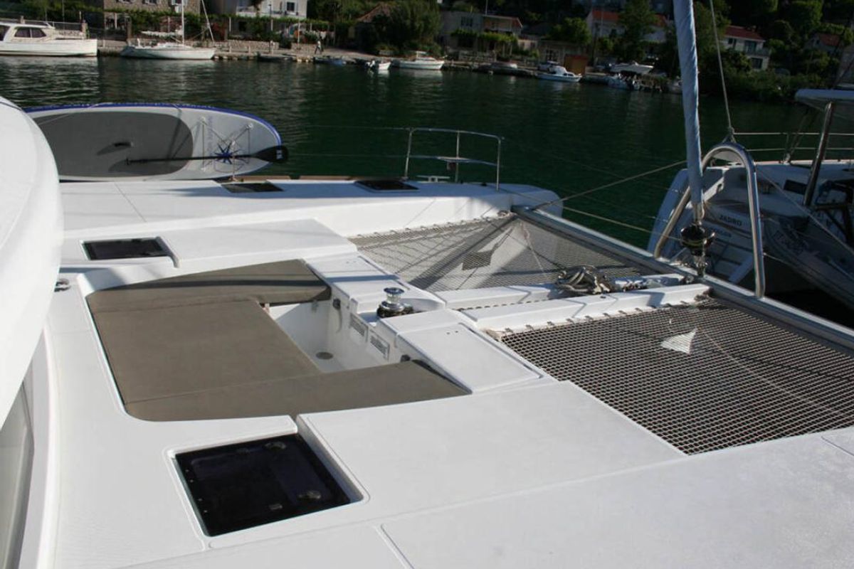 Deck of Matarma, a Lagoon 52F catamaran at Lavreotiki Municipal Unit, Greece