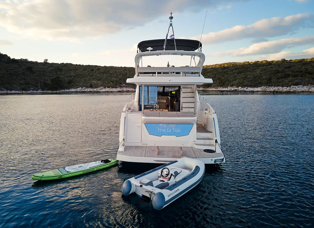 Exterior view of Viva La Vida, a Absolute Yachts Absolute 50 Fly yacht at Podstrana - Miljevac, Croatia