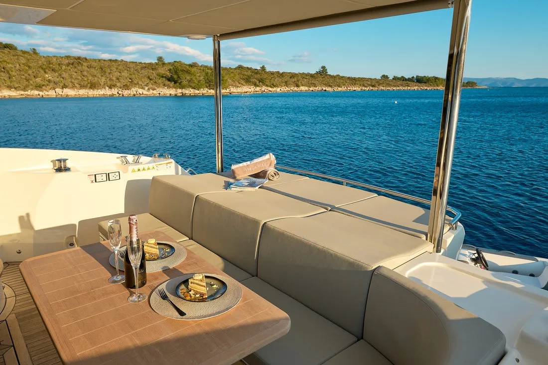 Deck of Viva La Vida, a Absolute Yachts Absolute 50 Fly yacht at Podstrana - Miljevac, Croatia