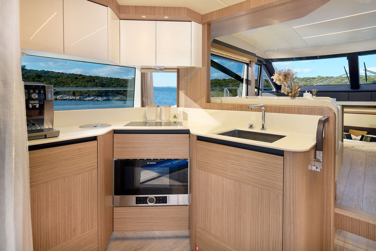 Galley of Viva La Vida, a Absolute Yachts Absolute 50 Fly yacht at Podstrana - Miljevac, Croatia