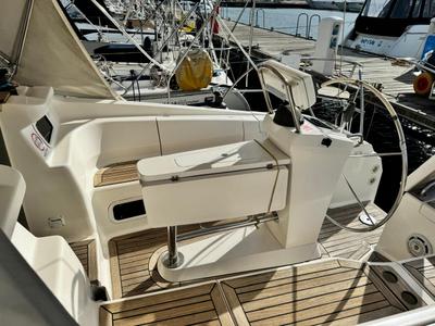 Deck of Sinje Sanje, a Elan 384 Impression sailboat at Punat, Croatia