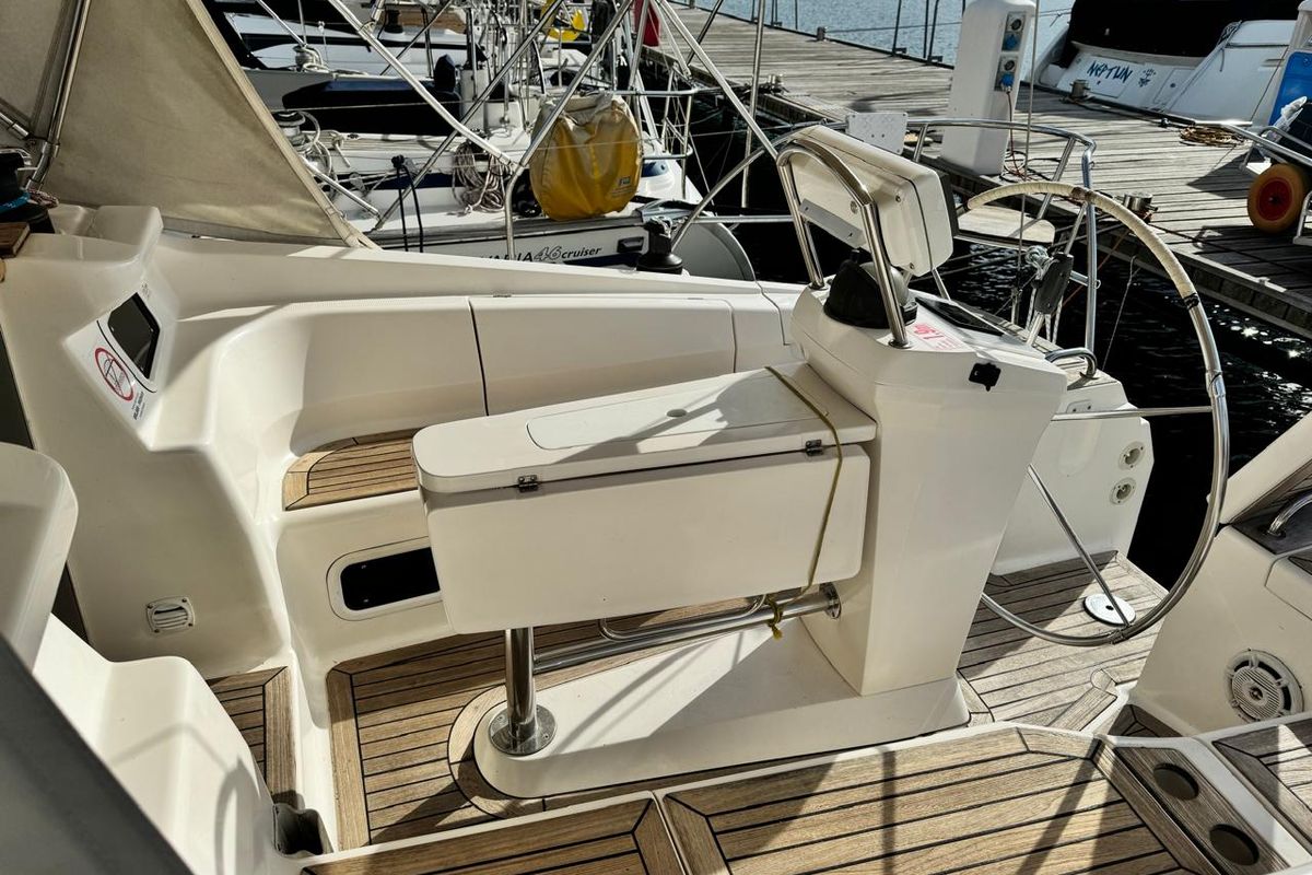 Deck of Sinje Sanje, a Elan 384 Impression sailboat at Punat, Croatia