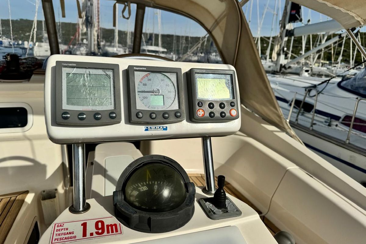 Cockpit of Sinje Sanje, a Elan 384 Impression sailboat at Punat, Croatia
