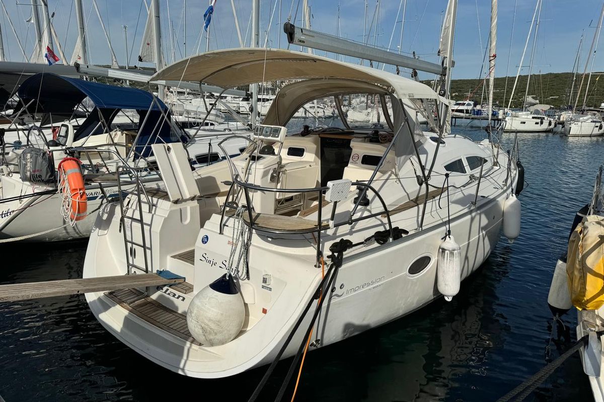 Cockpit of Sinje Sanje, a Elan 384 Impression sailboat at Punat, Croatia