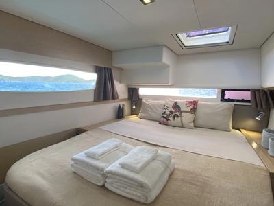 Cabin on Purpose, a Fountaine Pajot Saba 50 catamaran at Grand Anse, Grenada