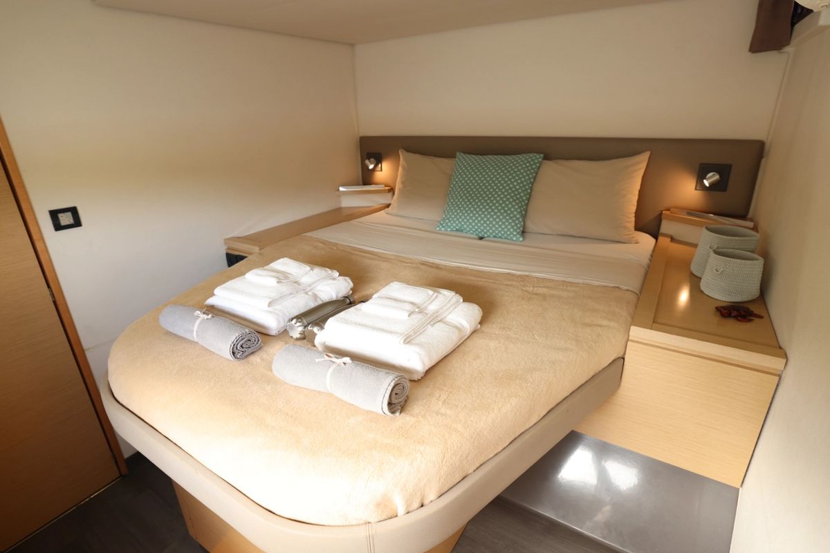Cabin on Purpose, a Fountaine Pajot Saba 50 catamaran at Grand Anse, Grenada