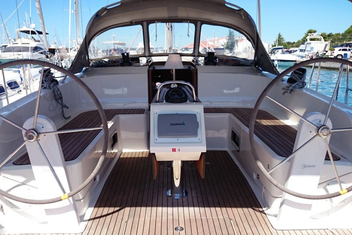 Cockpit of MH 51, a Bavaria Cruiser 46 sailboat at Murter, Croatia