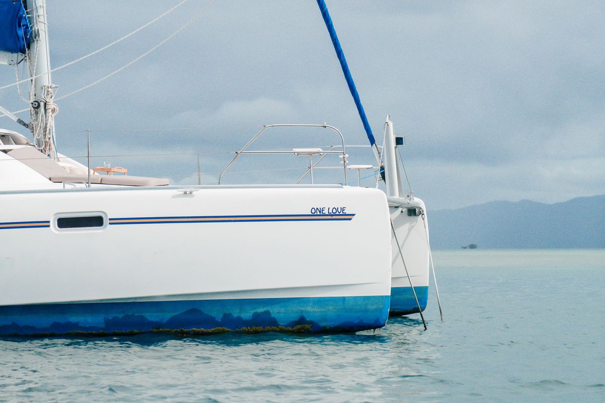 Exterior view of One Love, a Leopard 40 catamaran at San Blas, Panama