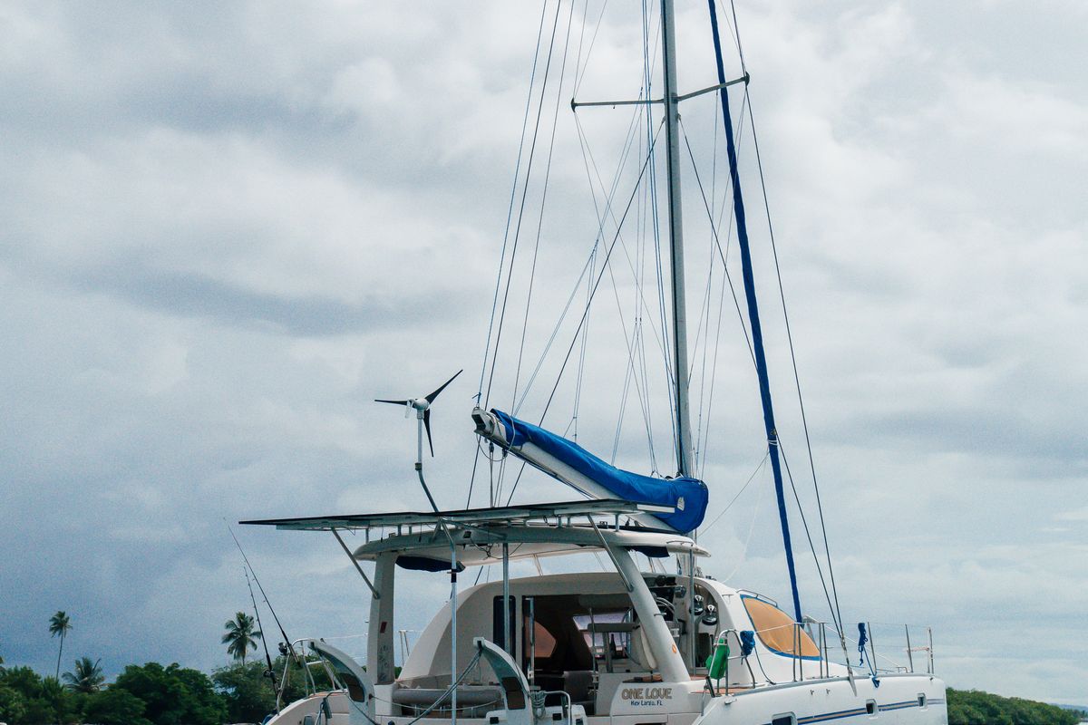 Exterior view of One Love, a Leopard 40 catamaran at San Blas, Panama