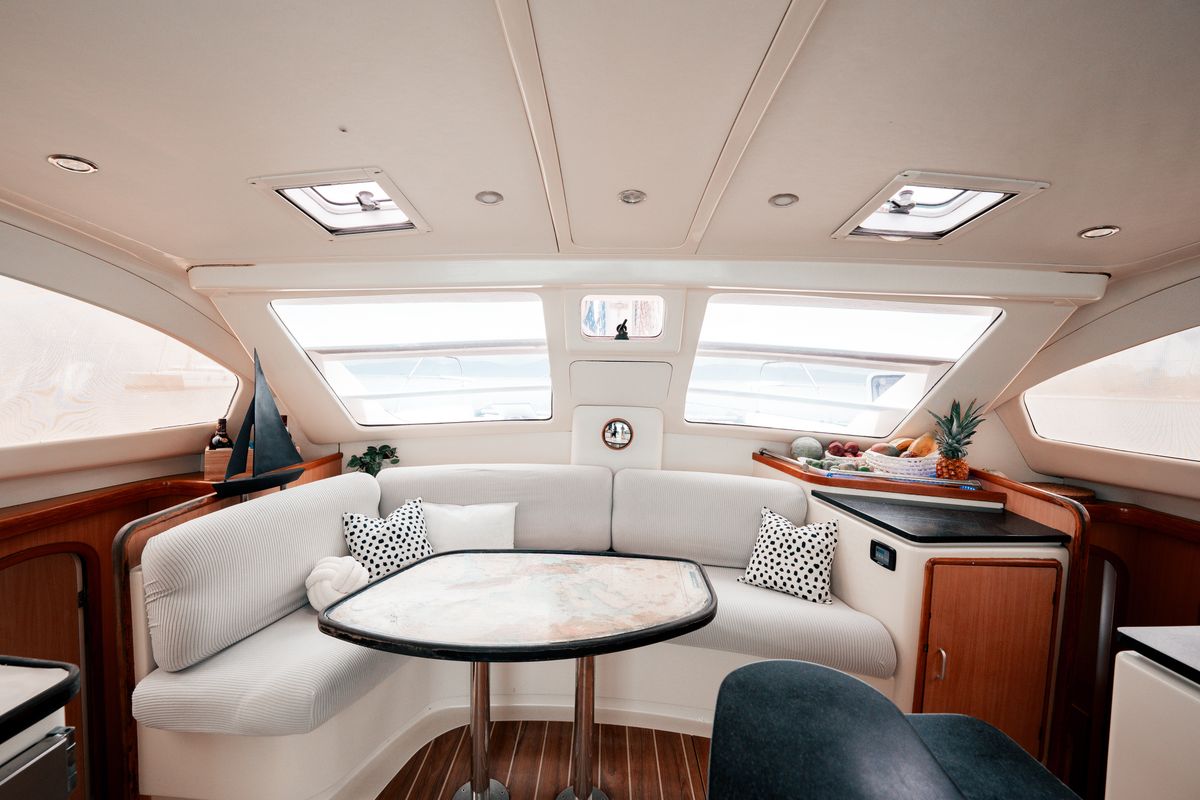 Salon of One Love, a Leopard 40 catamaran at San Blas, Panama