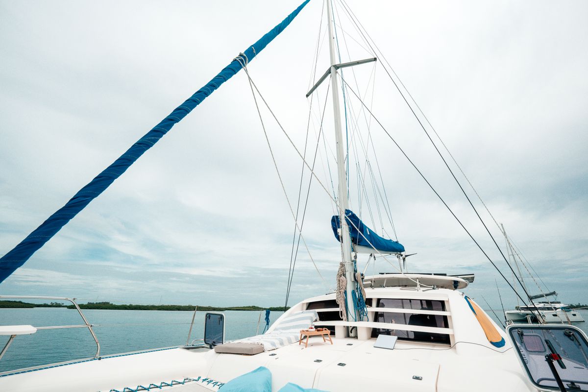 Exterior view of One Love, a Leopard 40 catamaran at San Blas, Panama