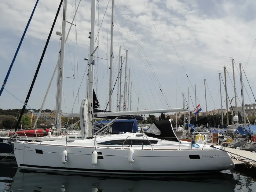 Exterior view of Reina, a Elan 444 Impression sailboat at Grad Pula, Croatia