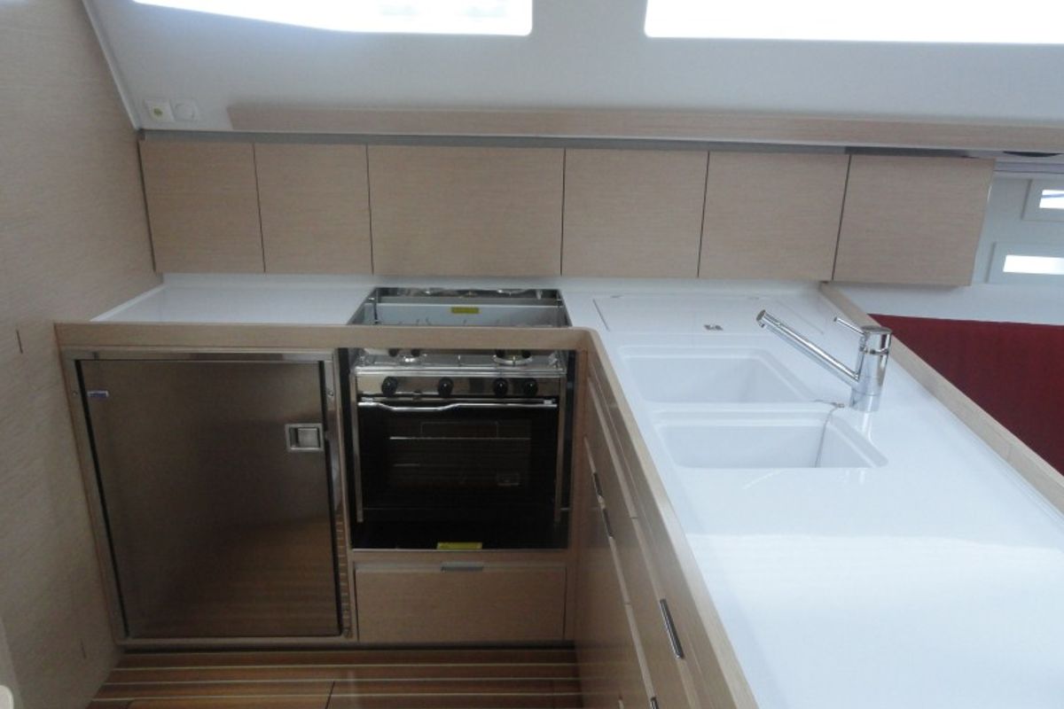 Galley of Reina, a Elan 444 Impression sailboat at Grad Pula, Croatia