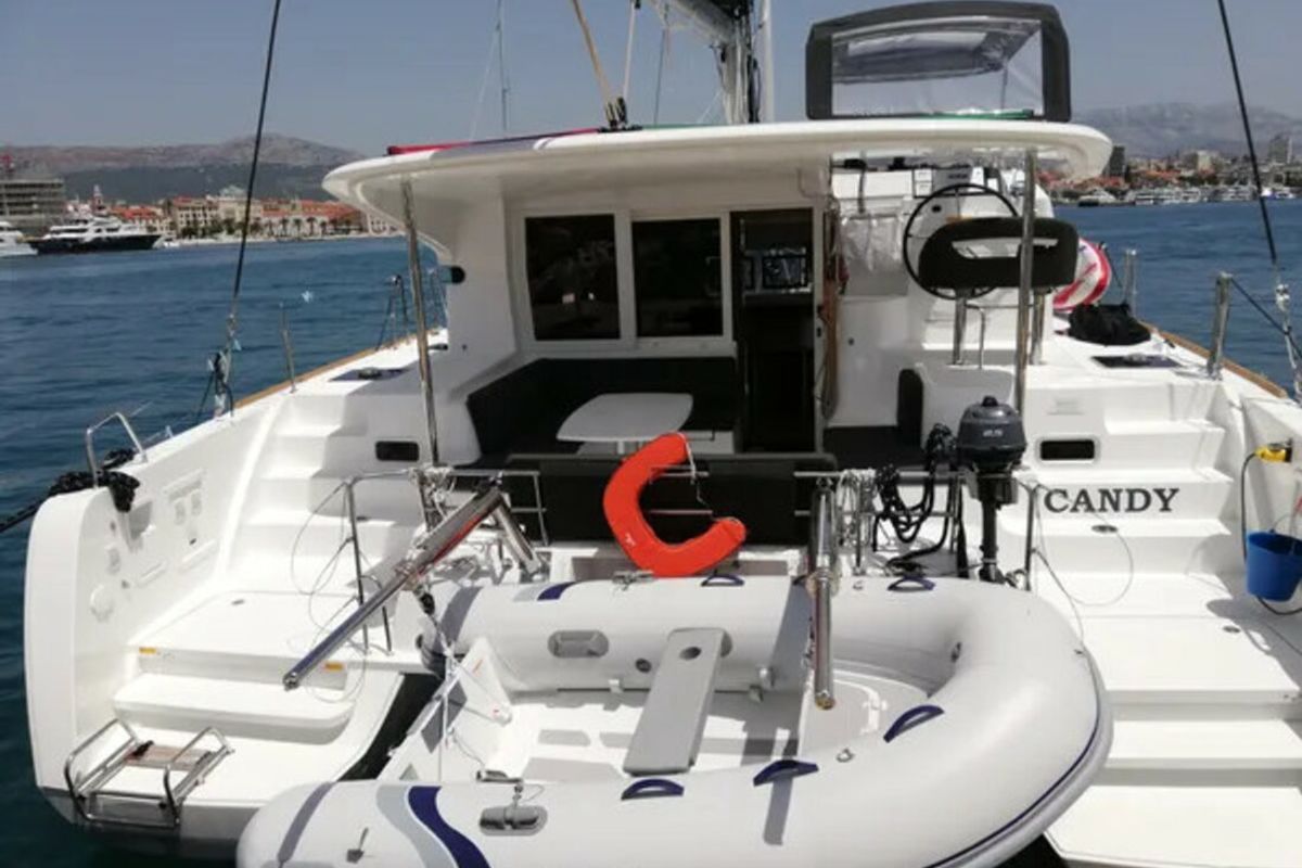 Exterior view of Candy, a Lagoon 40 catamaran at Split, Croatia