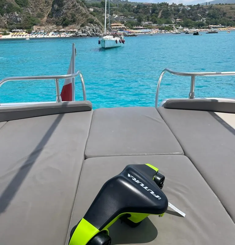 Deck of Premium, a Gulet Mangusta 65 yacht at Salerno, Italy