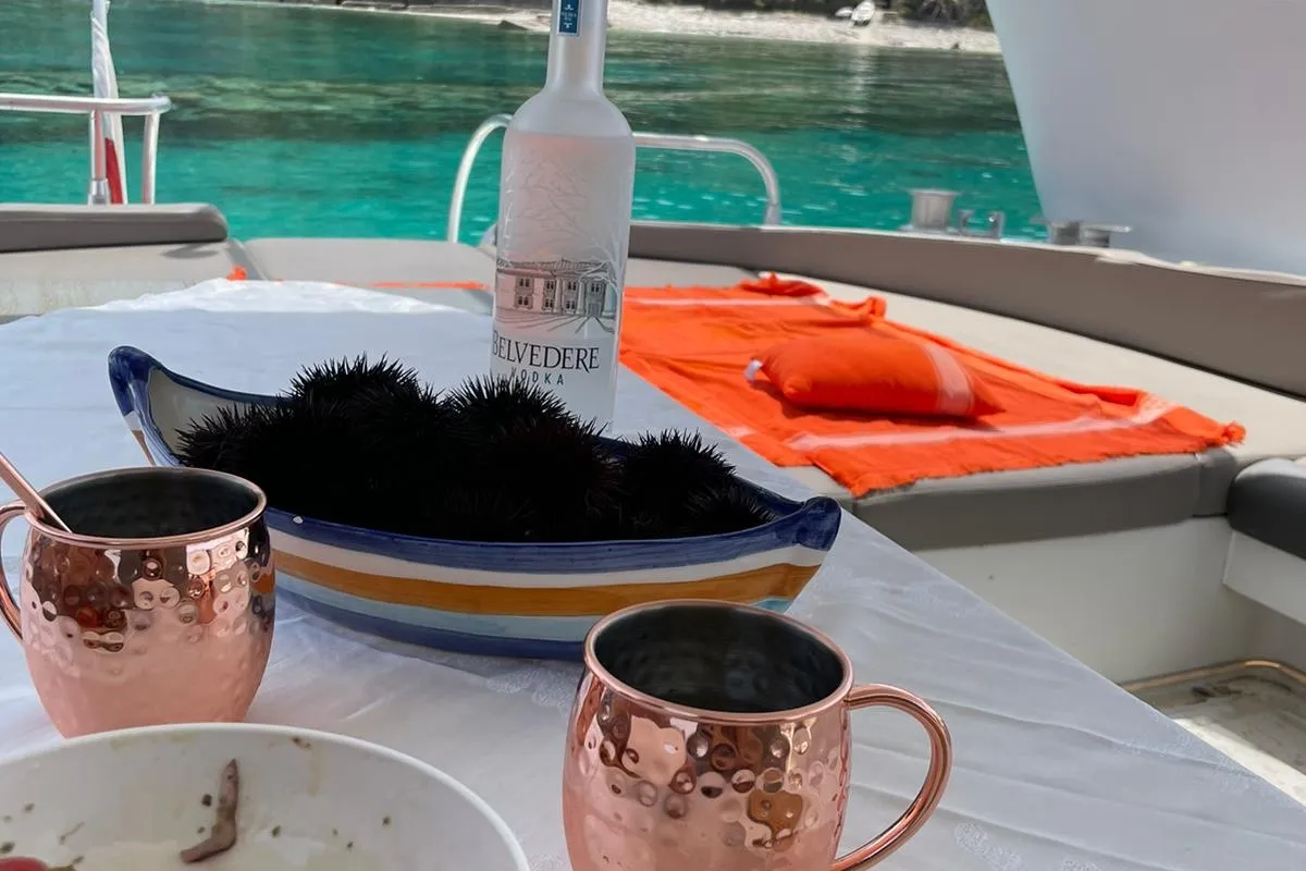 Deck of Premium, a Gulet Mangusta 65 yacht at Salerno, Italy