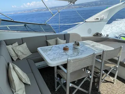 Deck of Premium, a Gulet Mangusta 65 yacht at Salerno, Italy