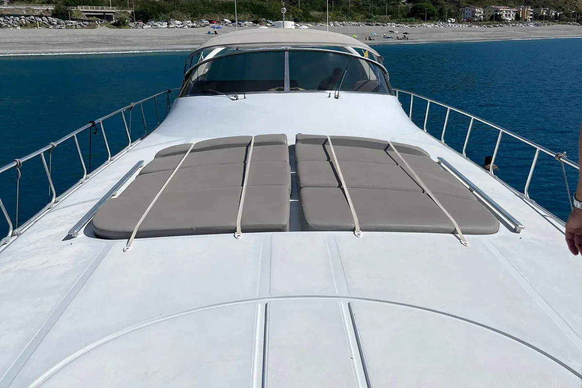 Deck of Premium, a Gulet Mangusta 65 yacht at Salerno, Italy