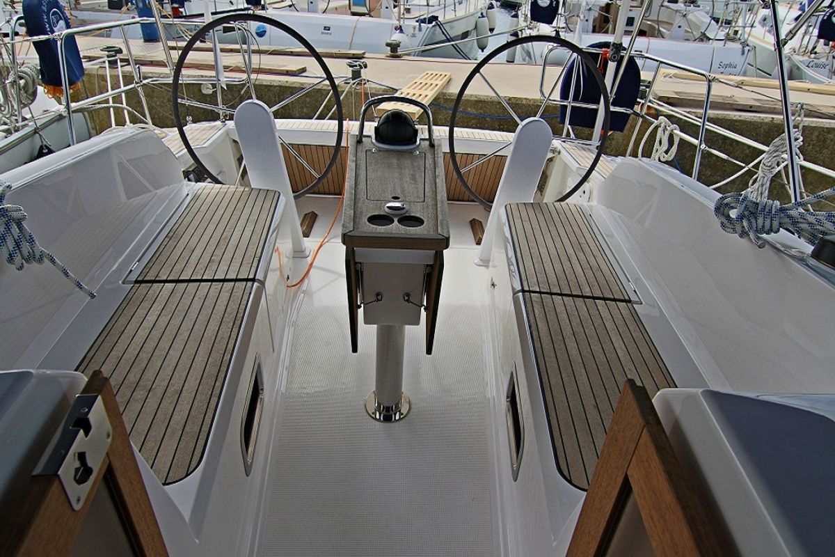 Deck of Federica, a Bavaria Cruiser 41 sailboat at Općina Sukošan, Croatia