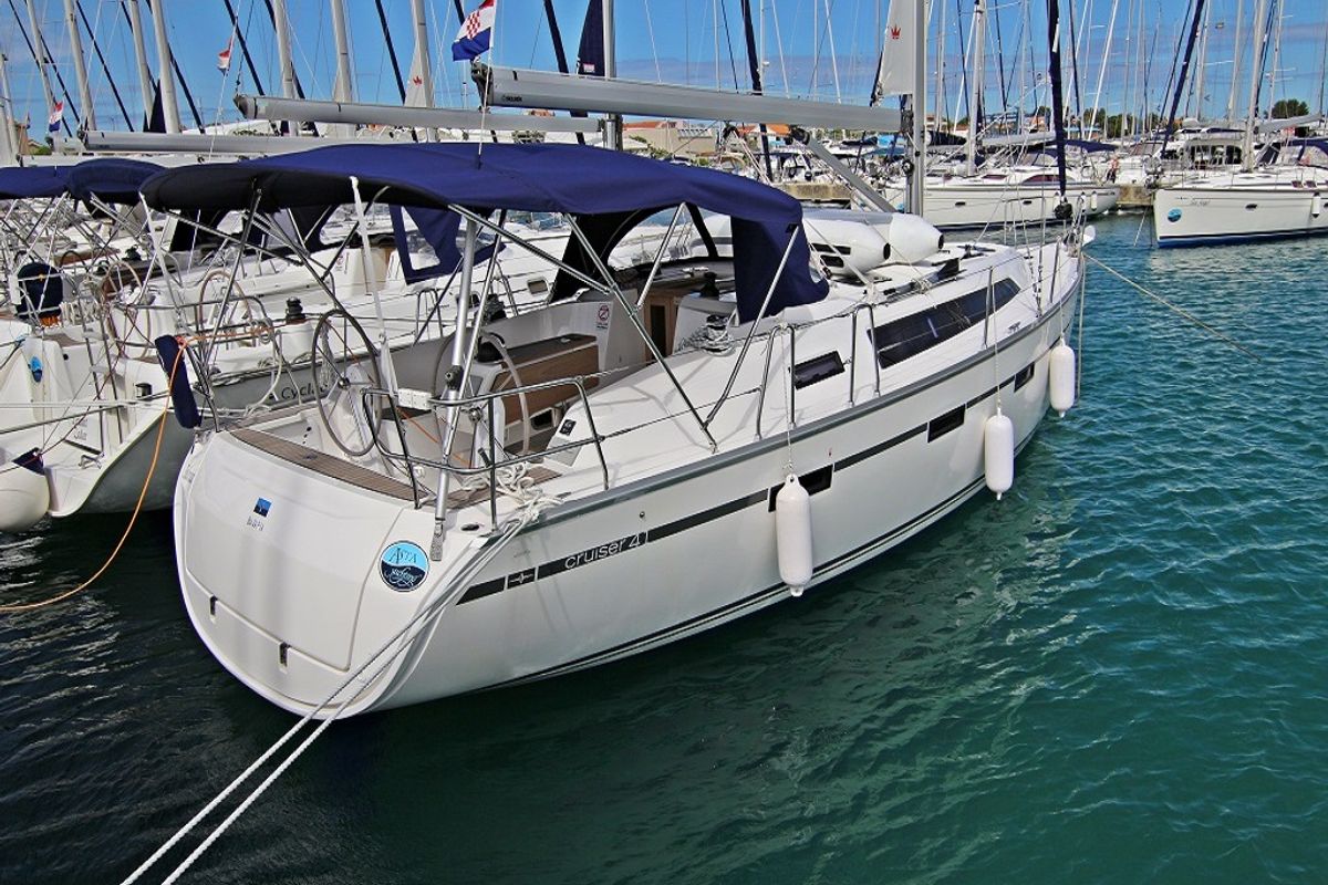Exterior view of Federica, a Bavaria Cruiser 41 sailboat at Općina Sukošan, Croatia