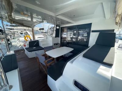 Deck of Art of Liberty, a Lagoon 42 catamaran at Municipal Unit of Rhodes, Greece