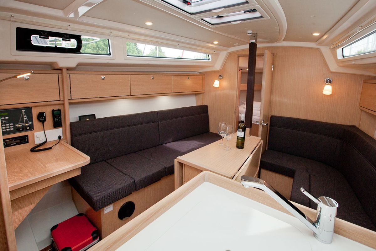 Galley of Aston, a Bavaria Cruiser 34 Style sailboat at Zadar, Croatia