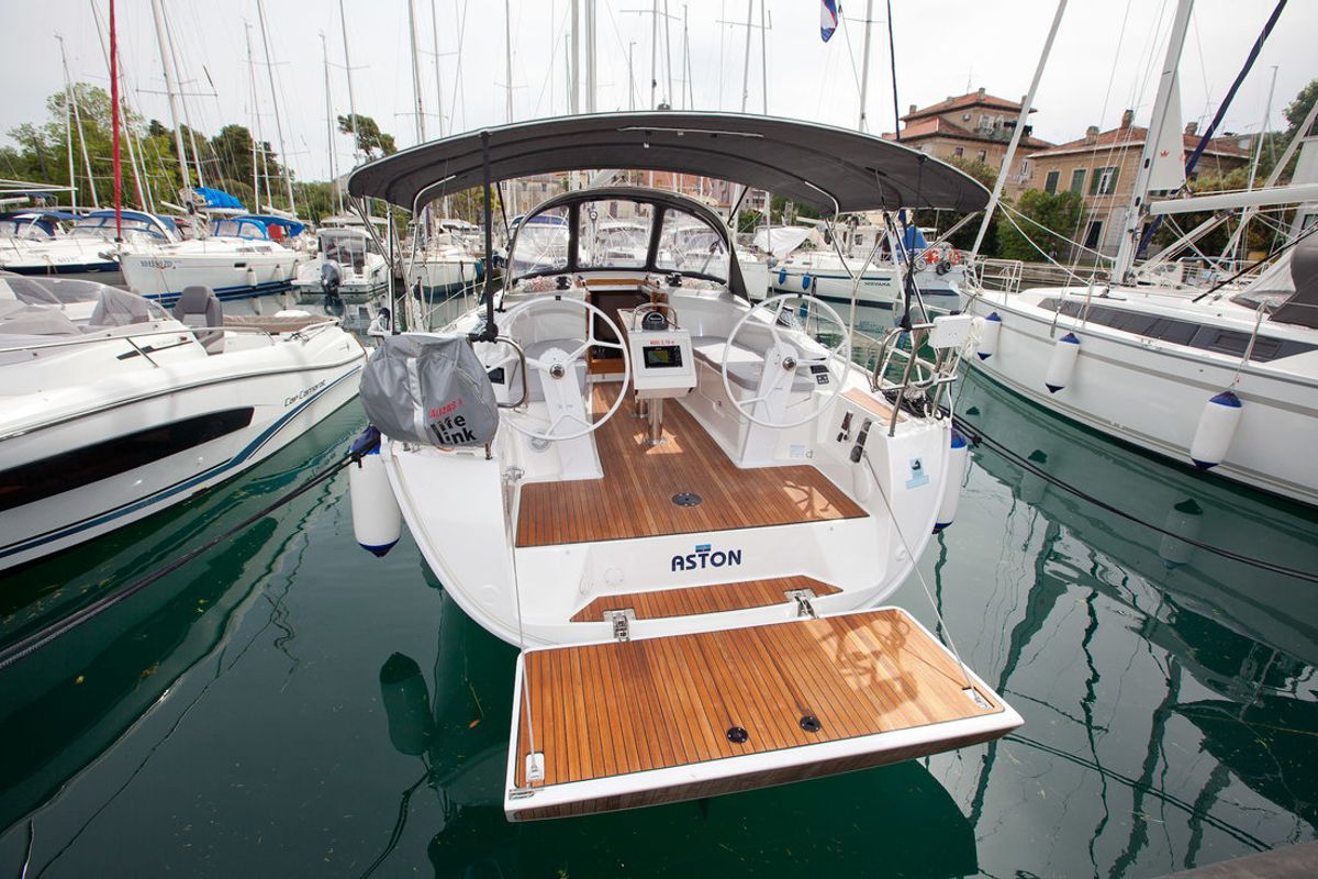 Cockpit of Aston, a Bavaria Cruiser 34 Style sailboat at Zadar, Croatia