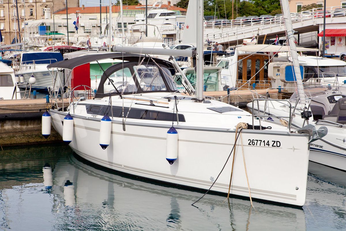 Exterior view of Aston, a Bavaria Cruiser 34 Style sailboat at Zadar, Croatia