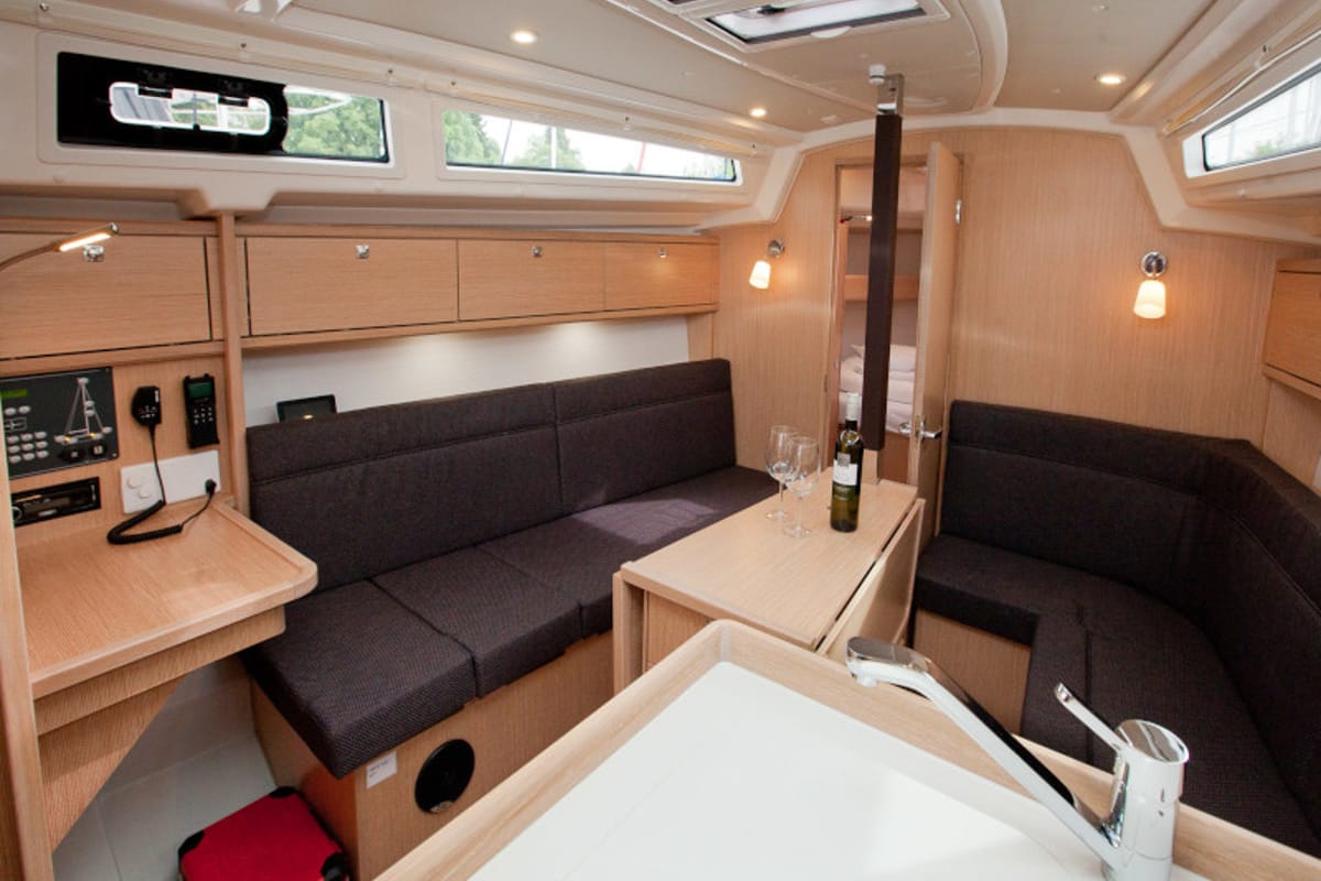 Salon of Aston, a Bavaria Cruiser 34 Style sailboat at Zadar, Croatia