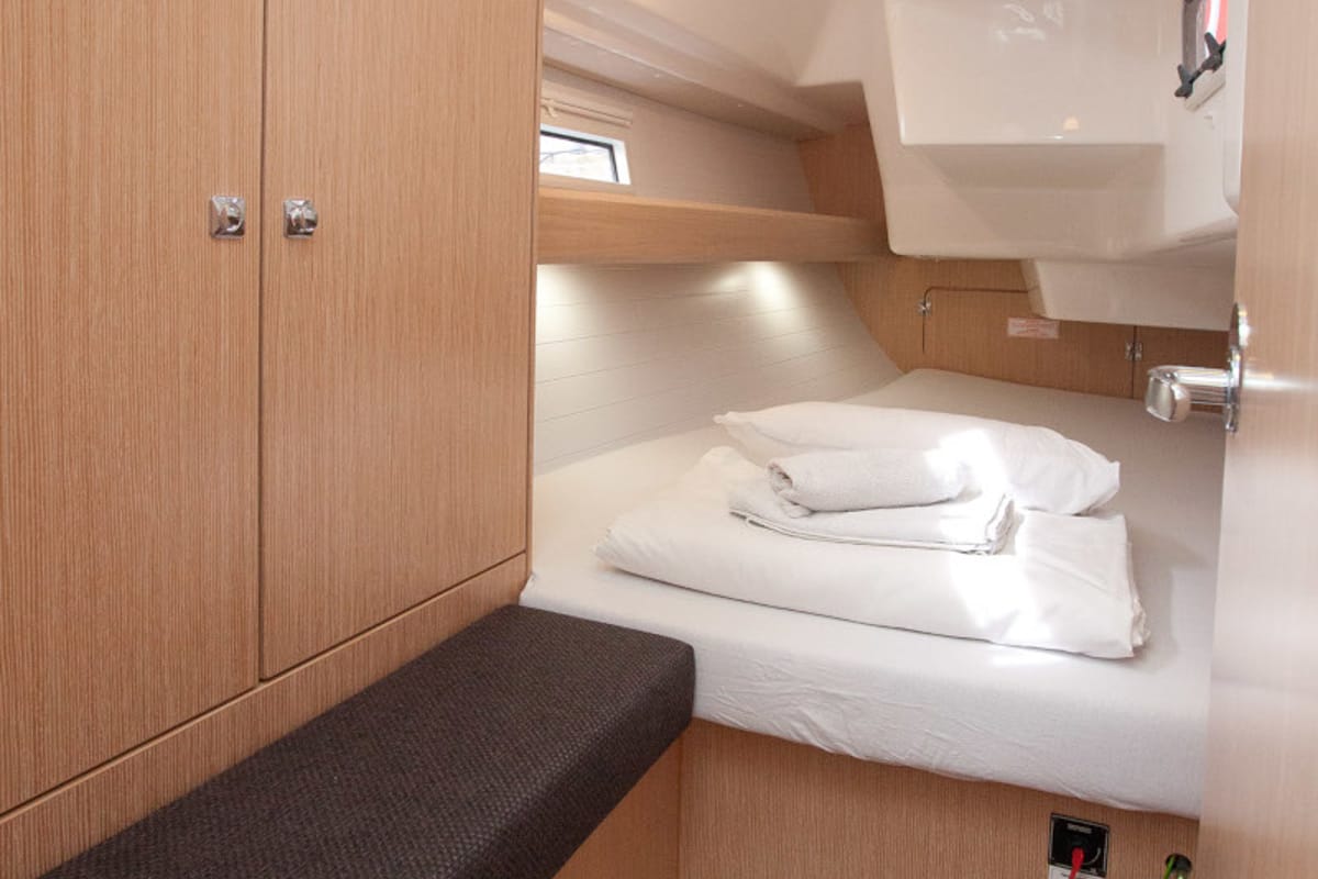 Cabin on Aston, a Bavaria Cruiser 34 Style sailboat at Zadar, Croatia