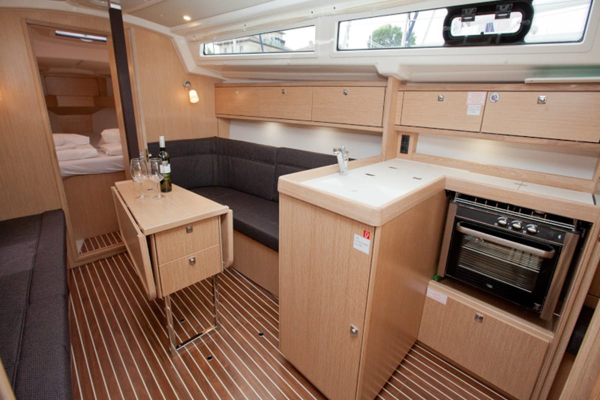 Galley of Aston, a Bavaria Cruiser 34 Style sailboat at Zadar, Croatia