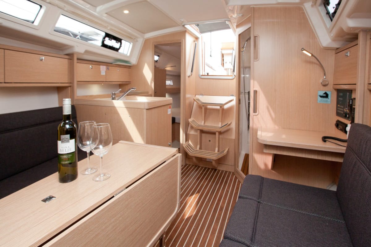 Salon of Aston, a Bavaria Cruiser 34 Style sailboat at Zadar, Croatia
