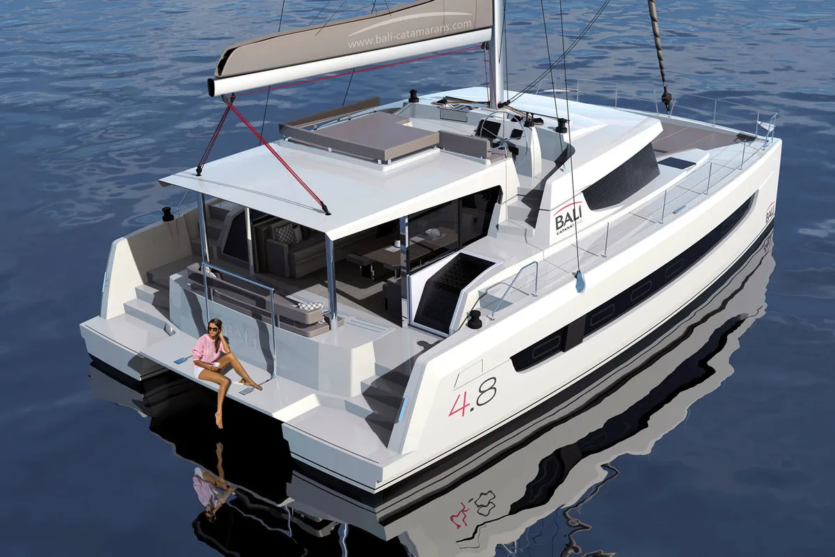 Kos 48.1, a Bali 4.8 catamaran at Agios Stefanos, Greece
