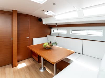 Salon of Pnoe, a Jeanneau Sun Odyssey 490 sailboat at Sithonia Municipal Unit, Greece