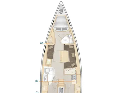 Floor plan of Aloisia, a Hanse Yachts Hanse 418 sailboat at Lavreotiki Municipal Unit, Greece