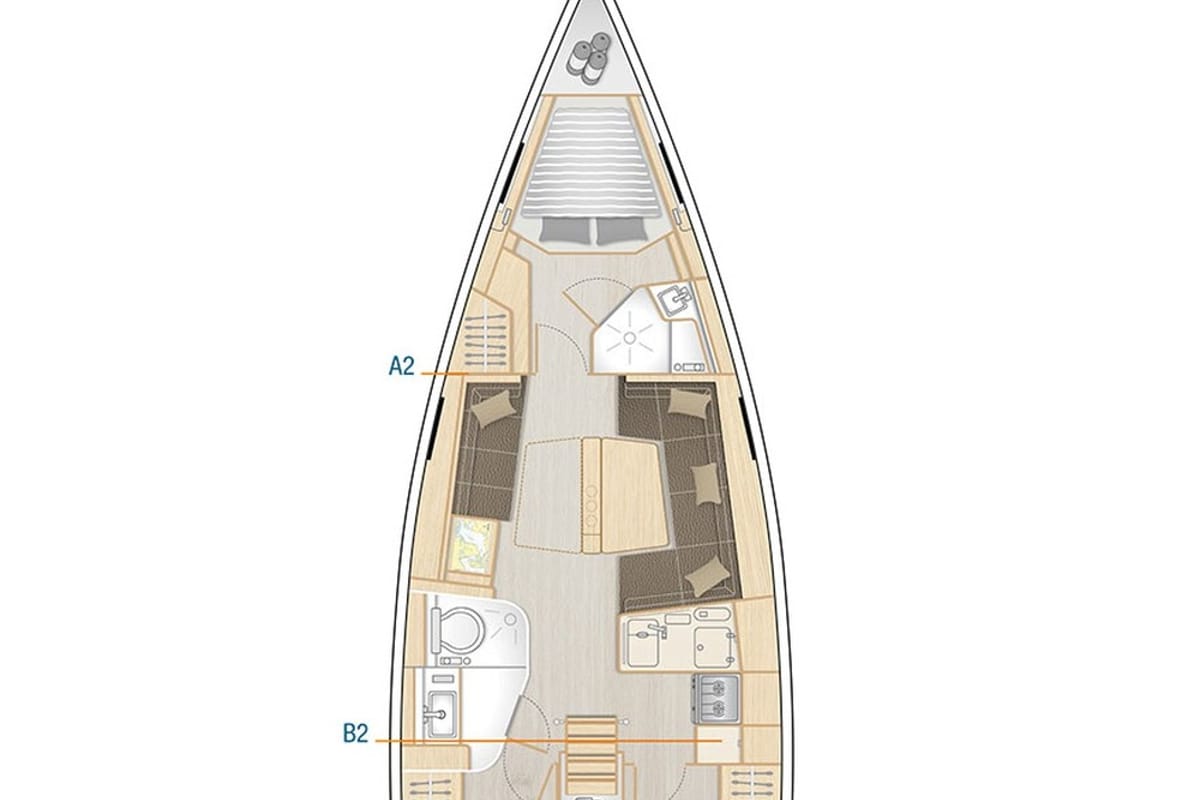 Floor plan of Aloisia, a Hanse Yachts Hanse 418 sailboat at Lavreotiki Municipal Unit, Greece