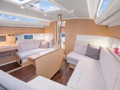 Salon of Aloisia, a Hanse Yachts Hanse 418 sailboat at Lavreotiki Municipal Unit, Greece