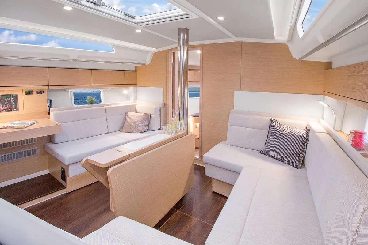 Salon of Aloisia, a Hanse Yachts Hanse 418 sailboat at Lavreotiki Municipal Unit, Greece