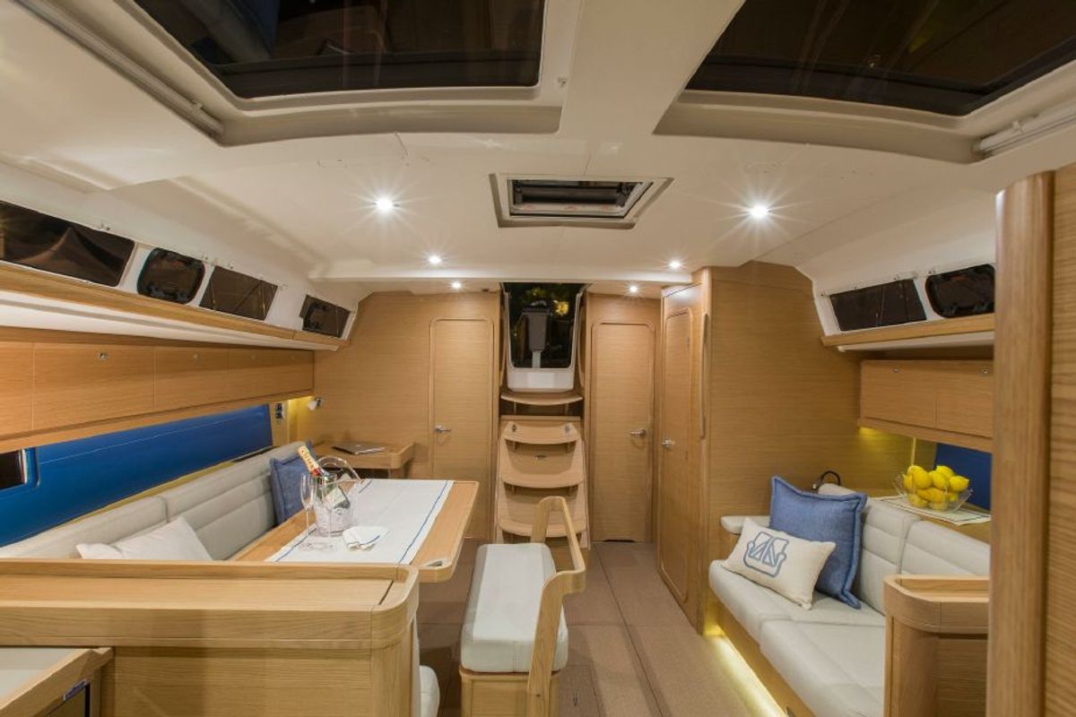 Salon of Fantasea, a Dufour 460 GL sailboat at Municipal Unit of Lefkada, Greece