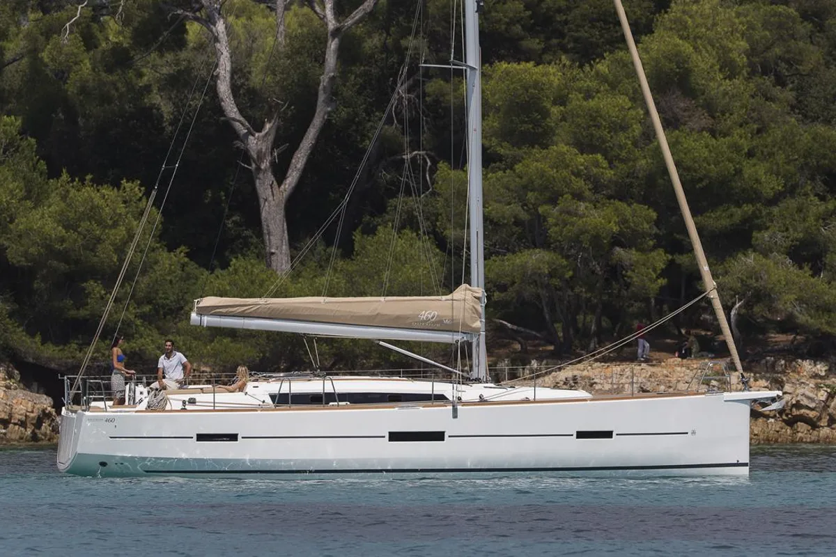 Exterior view of Fantasea, a Dufour 460 GL sailboat at Municipal Unit of Lefkada, Greece