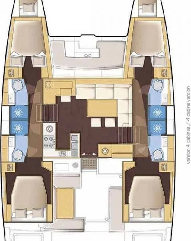 Floor plan of Celena I, a Lagoon 46 catamaran at Neo Klima, Greece