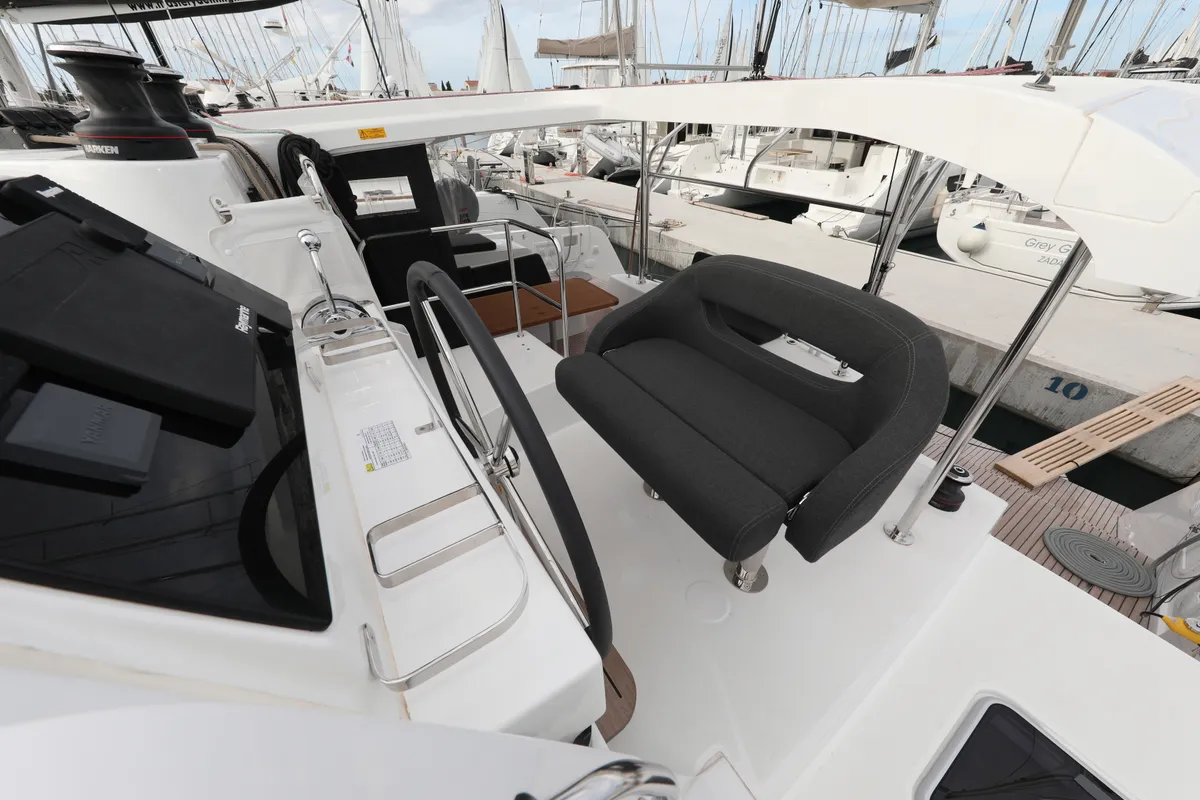 Cockpit of Sperm Whale, a Lagoon 42 catamaran at Općina Sukošan, Croatia