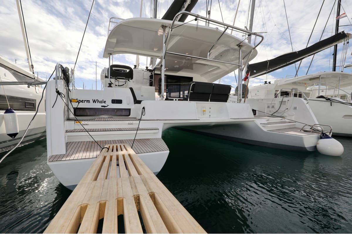 Exterior view of Sperm Whale, a Lagoon 42 catamaran at Općina Sukošan, Croatia