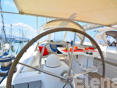 Cockpit of Elena, a Beneteau Oceanis 43 sailboat at Athens, Greece
