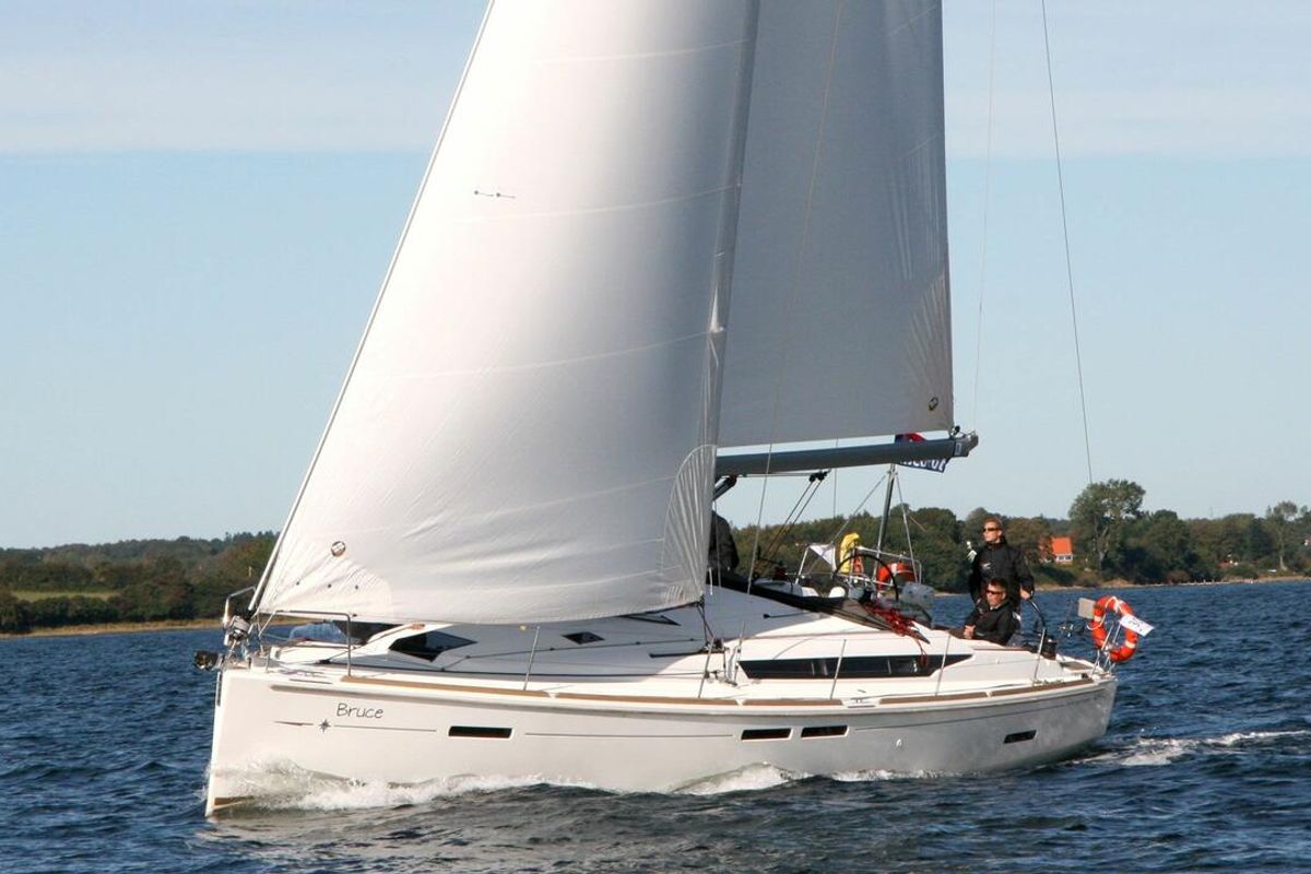 Exterior view of Bruce, a Jeanneau Sun Odyssey 439 sailboat at Heiligenhafen, Germany