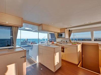 Galley of L450F-15A, a Lagoon 450 Fly catamaran at Athens, Greece