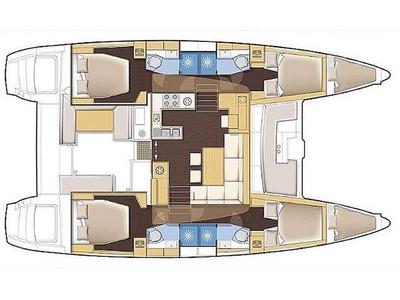 Floor plan of L450F-15A, a Lagoon 450 Fly catamaran at Athens, Greece