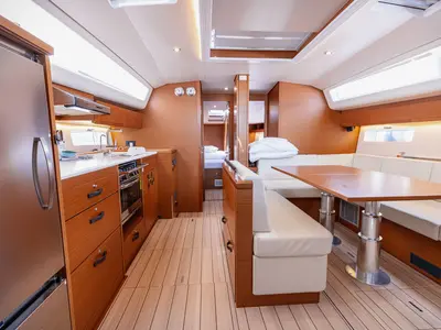Galley of Il Gatto, a Jeanneau 54 sailboat at Grad Kaštela, Croatia